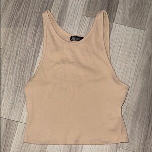 Zara Beige Ribbed Tank Top